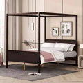 Whisen Queen Size Canopy Bed with Headboard & Footboard, Under-Bed Storage & Decor-Friendly Design