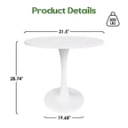 Tavolo da pranzo Tulip rotondo bianco, piano in legno e base in metallo, 2-4 posti