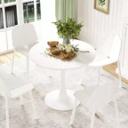 Tavolo da pranzo Tulip rotondo bianco, piano in legno e base in metallo, 2-4 posti