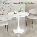 Tavolo da pranzo Tulip rotondo bianco, piano in legno e base in metallo, 2-4 posti