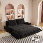 Divano letto convertibile 3 in 1 in velluto beige/nero/grigio/rosa, divano letto a 2 posti estraibile queen size