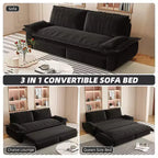 Divano letto convertibile 3 in 1 in velluto beige/nero/grigio/rosa, divano letto a 2 posti estraibile queen size