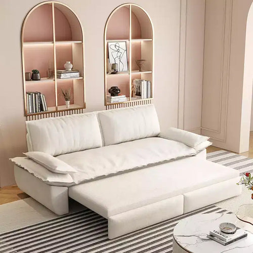 Divano letto convertibile 3 in 1 in velluto beige/nero/grigio/rosa, divano letto a 2 posti estraibile queen size