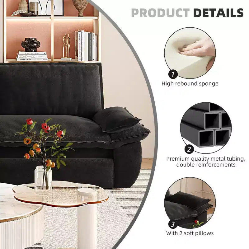 Divano letto convertibile 3 in 1 in velluto beige/nero/grigio/rosa, divano letto a 2 posti estraibile queen size