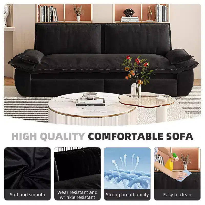 Divano letto convertibile 3 in 1 in velluto beige/nero/grigio/rosa, divano letto a 2 posti estraibile queen size
