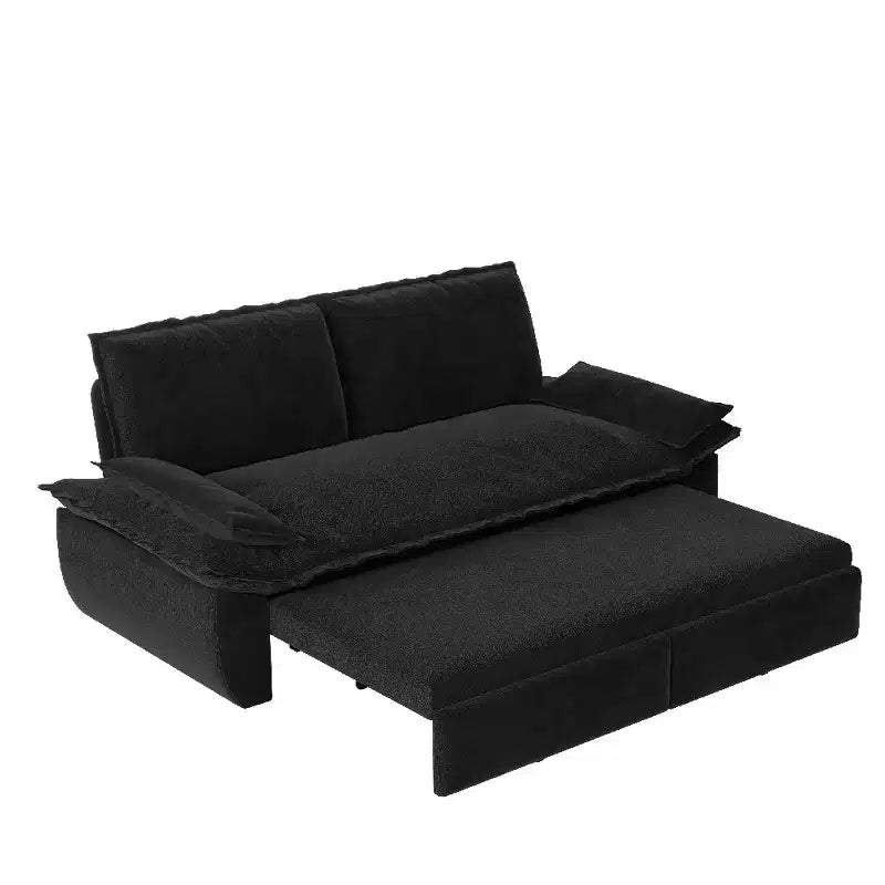 Divano letto convertibile 3 in 1 in velluto beige/nero/grigio/rosa, divano letto a 2 posti estraibile queen size