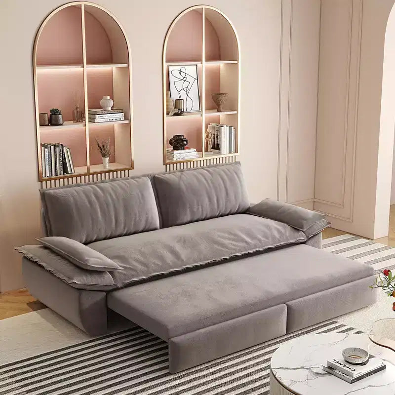 Divano letto convertibile 3 in 1 in velluto beige/nero/grigio/rosa, divano letto a 2 posti estraibile queen size