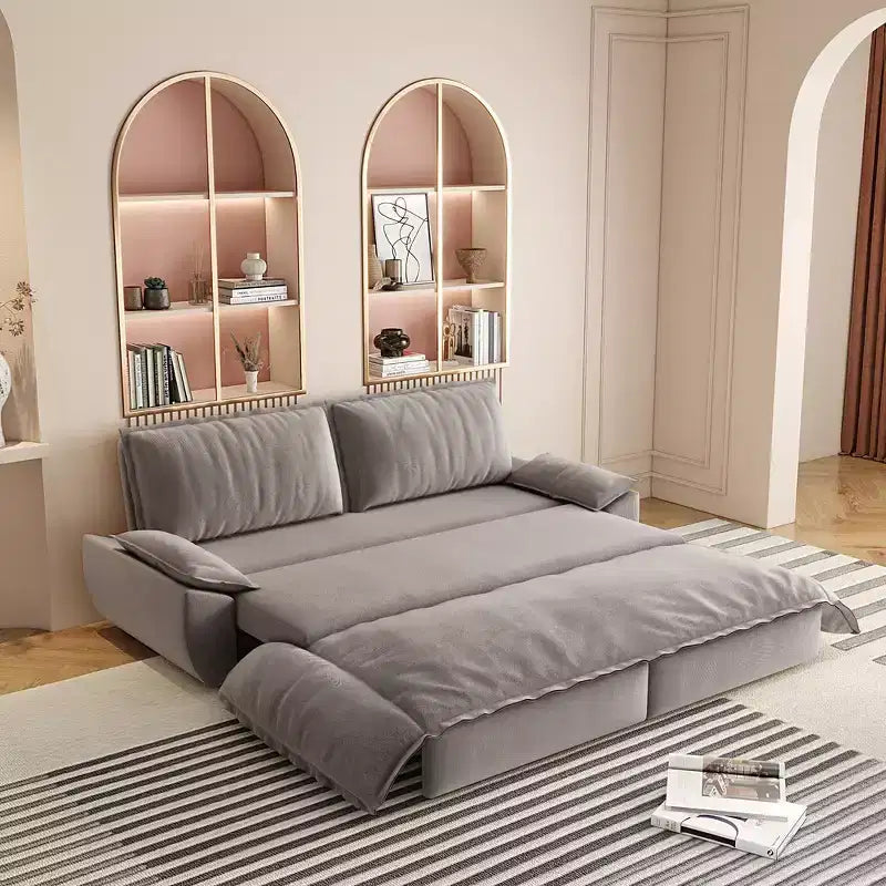 Divano letto convertibile 3 in 1 in velluto beige/nero/grigio/rosa, divano letto a 2 posti estraibile queen size