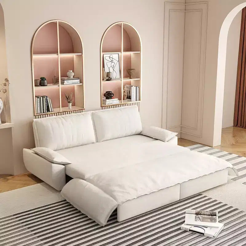 Divano letto convertibile 3 in 1 in velluto beige/nero/grigio/rosa, divano letto a 2 posti estraibile queen size