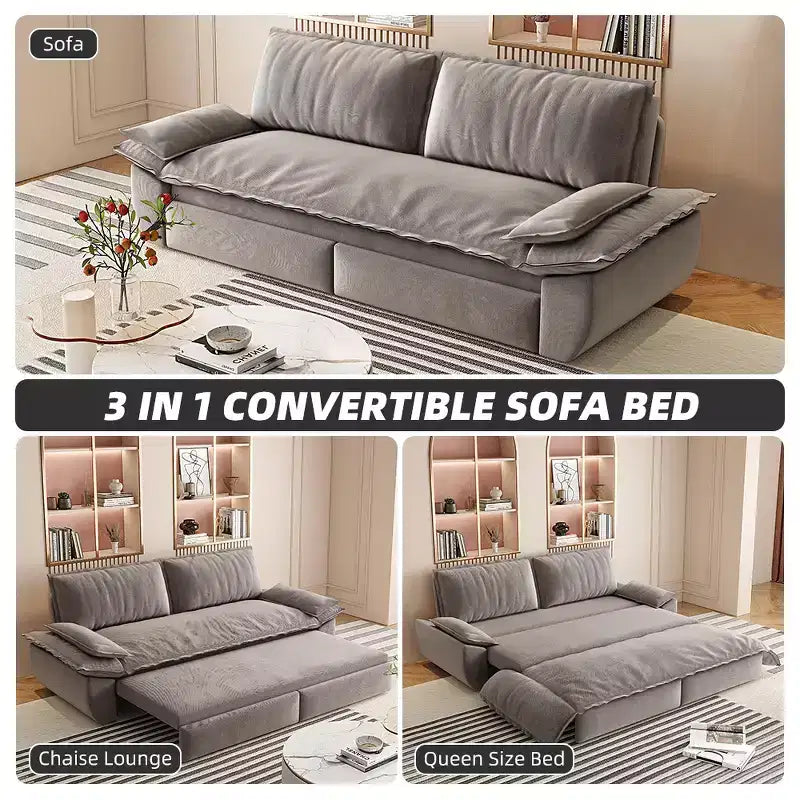 Divano letto convertibile 3 in 1 in velluto beige/nero/grigio/rosa, divano letto a 2 posti estraibile queen size