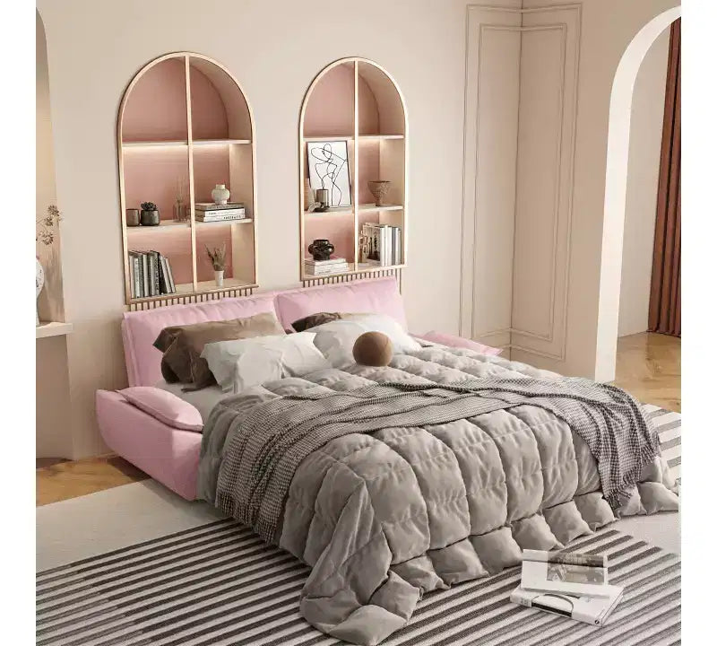 Divano letto convertibile 3 in 1 in velluto beige/nero/grigio/rosa, divano letto a 2 posti estraibile queen size