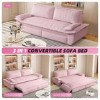 Divano letto convertibile 3 in 1 in velluto beige/nero/grigio/rosa, divano letto a 2 posti estraibile queen size