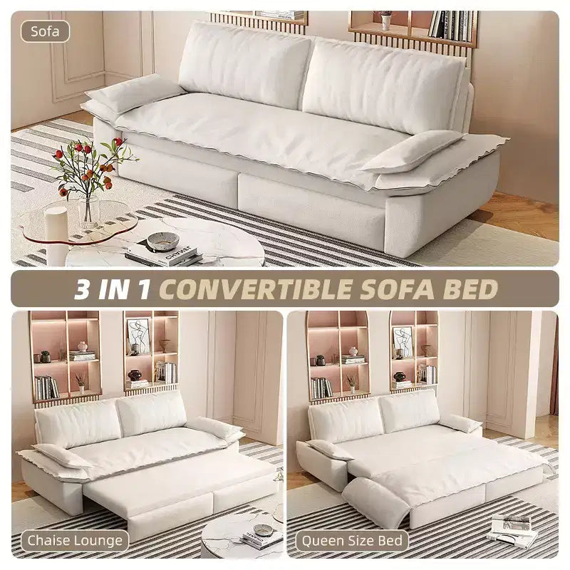 Divano letto convertibile 3 in 1 in velluto beige/nero/grigio/rosa, divano letto a 2 posti estraibile queen size