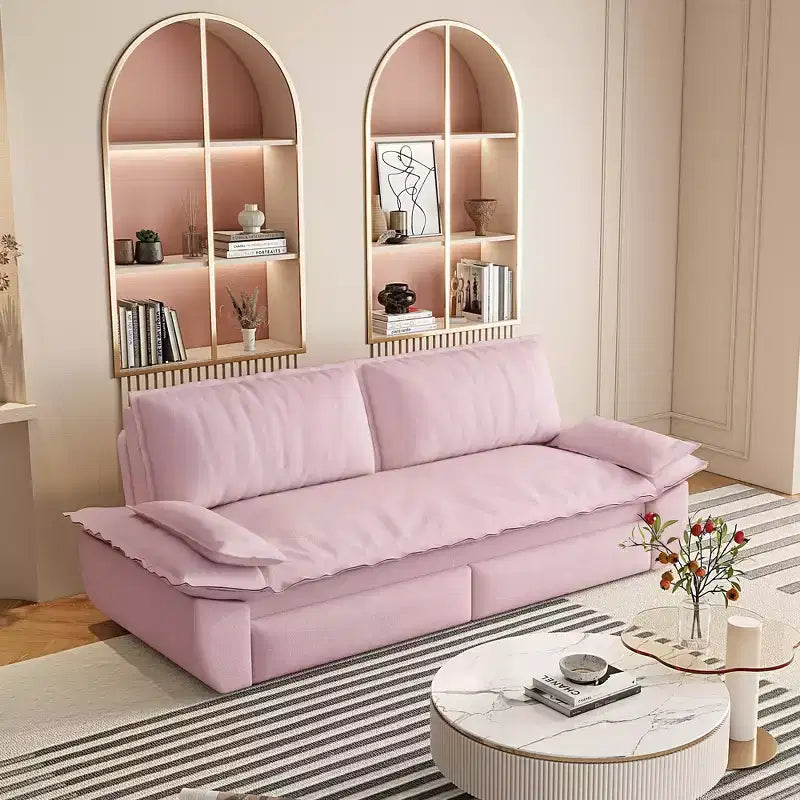 Divano letto convertibile 3 in 1 in velluto beige/nero/grigio/rosa, divano letto a 2 posti estraibile queen size