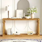 Consolle beige, gambe a vaso con ripiano inferiore, 1 posto