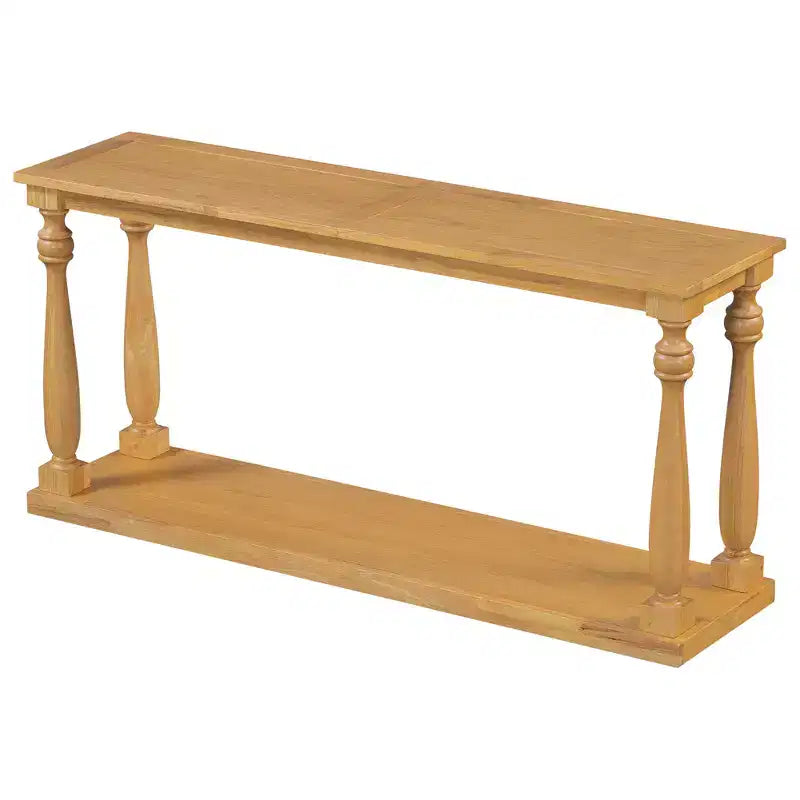 Consolle beige, gambe a vaso con ripiano inferiore, 1 posto