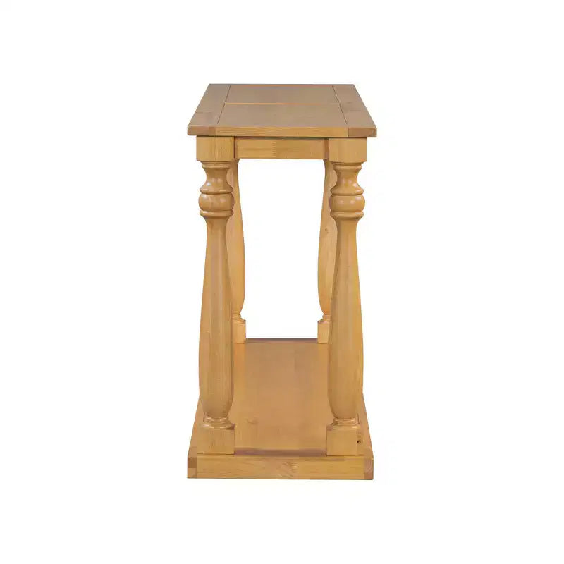 Consolle beige, gambe a vaso con ripiano inferiore, 1 posto