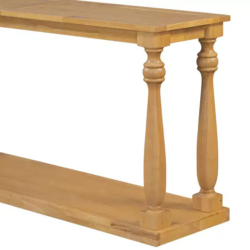 Consolle beige, gambe a vaso con ripiano inferiore, 1 posto