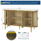Madia buffet scanalata bianca e oro con gambe in metallo, 150 cm