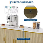 Madia buffet scanalata bianca e oro con gambe in metallo, 150 cm