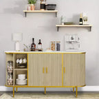 Madia buffet scanalata bianca e oro con gambe in metallo, 150 cm