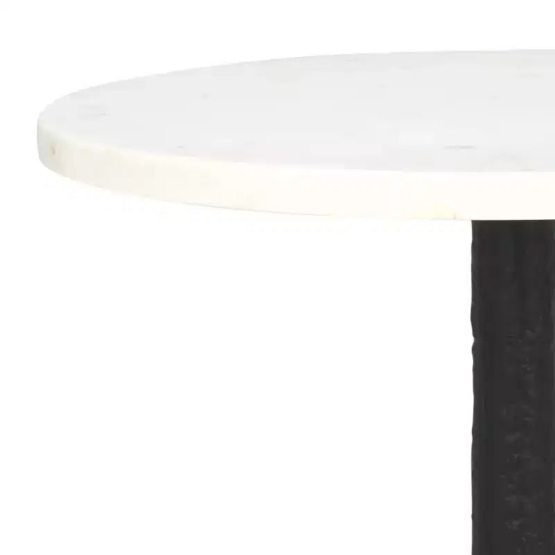 Tavolino rotondo con ripiano in marmo – Nero/Avorio, Oro/Avorio, Argento/Nero