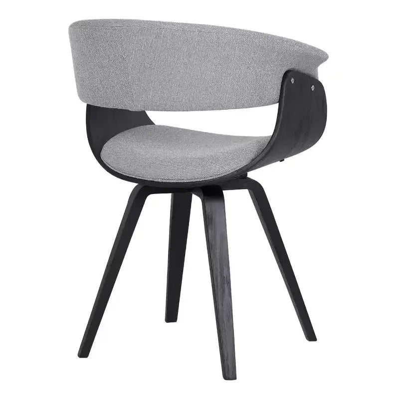 Sedia da pranzo in lino color antracite, gambe in legno nero, 1 posto a sedere