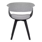 Sedia da pranzo in lino color antracite, gambe in legno nero, 1 posto a sedere