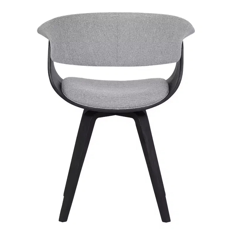 Sedia da pranzo in lino color antracite, gambe in legno nero, 1 posto a sedere