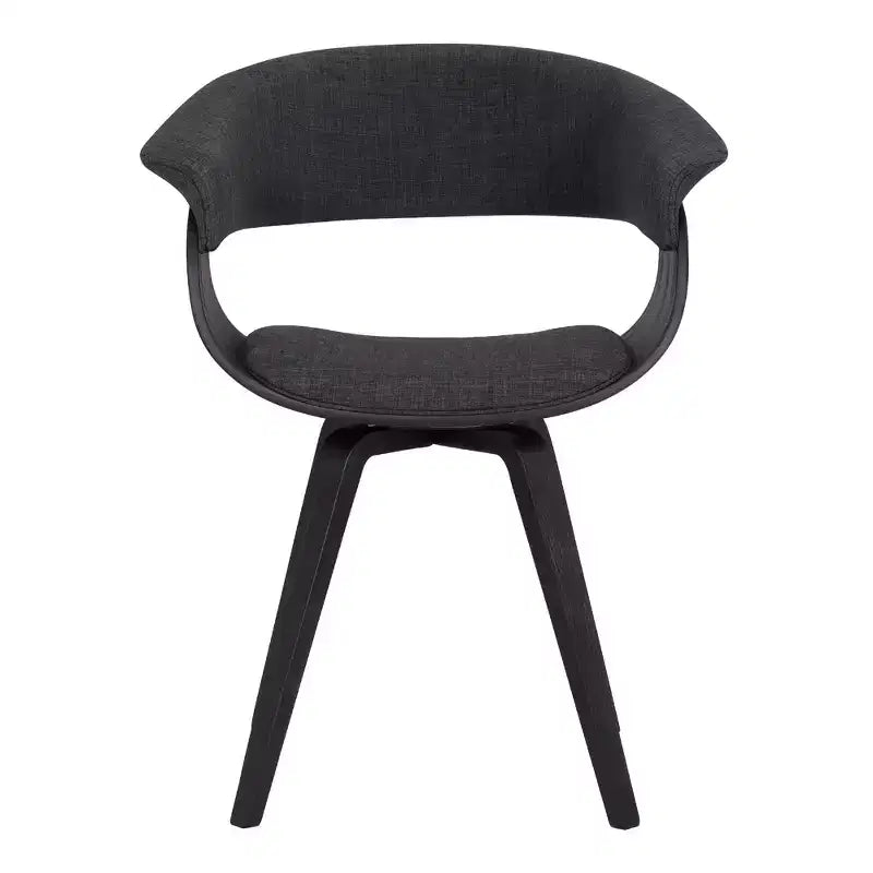 Sedia da pranzo in lino color antracite, gambe in legno nero, 1 posto a sedere
