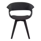 Sedia da pranzo in lino color antracite, gambe in legno nero, 1 posto a sedere