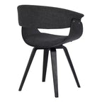 Sedia da pranzo in lino color antracite, gambe in legno nero, 1 posto a sedere