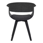 Sedia da pranzo in lino color antracite, gambe in legno nero, 1 posto a sedere