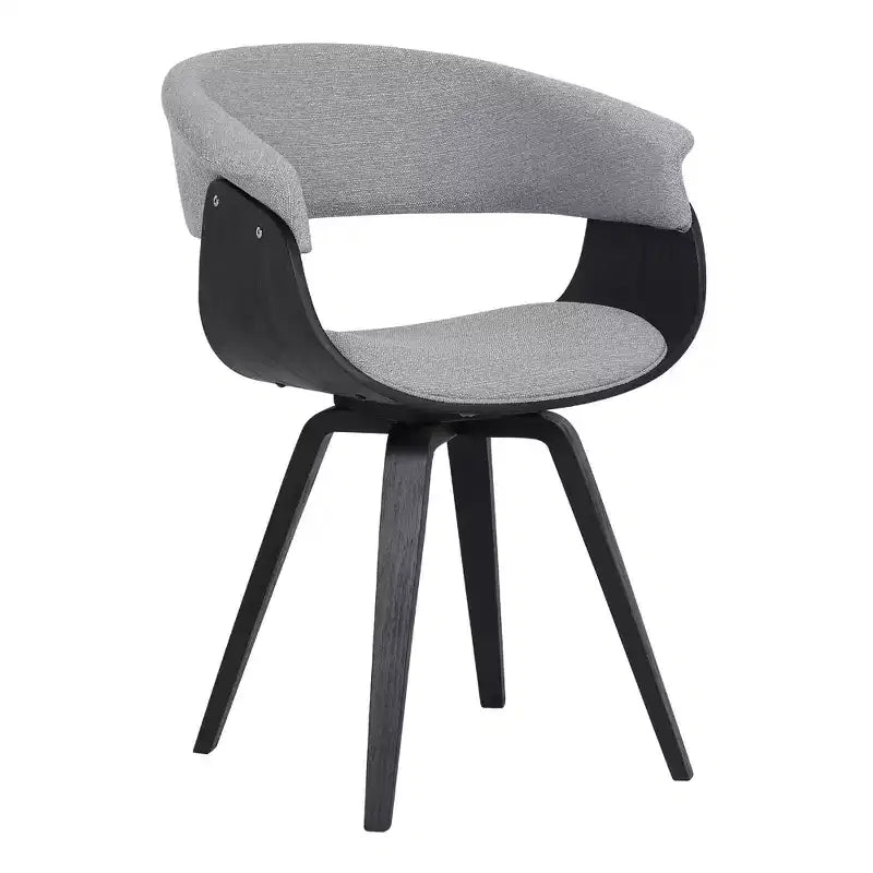 Sedia da pranzo in lino color antracite, gambe in legno nero, 1 posto a sedere