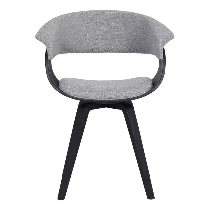 Sedia da pranzo in lino color antracite, gambe in legno nero, 1 posto a sedere