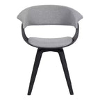 Sedia da pranzo in lino color antracite, gambe in legno nero, 1 posto a sedere