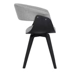 Sedia da pranzo in lino color antracite, gambe in legno nero, 1 posto a sedere