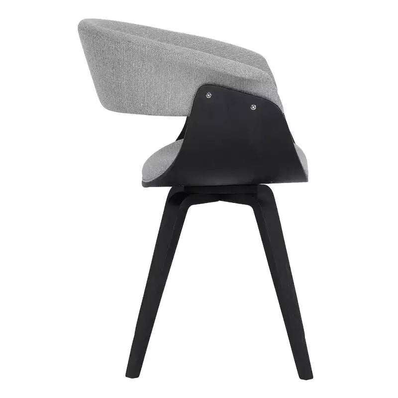 Sedia da pranzo in lino color antracite, gambe in legno nero, 1 posto a sedere