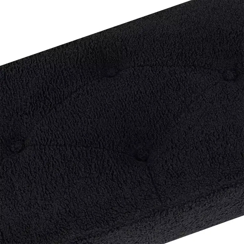 Panca imbottita trapuntata in finta pelliccia di montone color crema con gambe in metallo, 1 posto