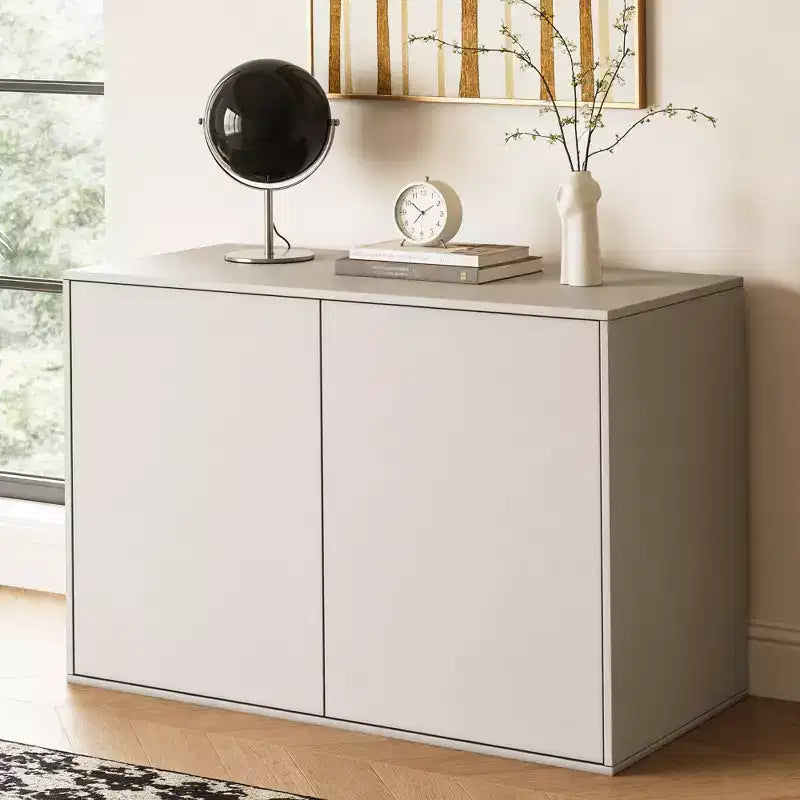 Mobile Contenitore Cream con Apertura a Pressione, 2 Ante / 3 Cassetti, Singolo
