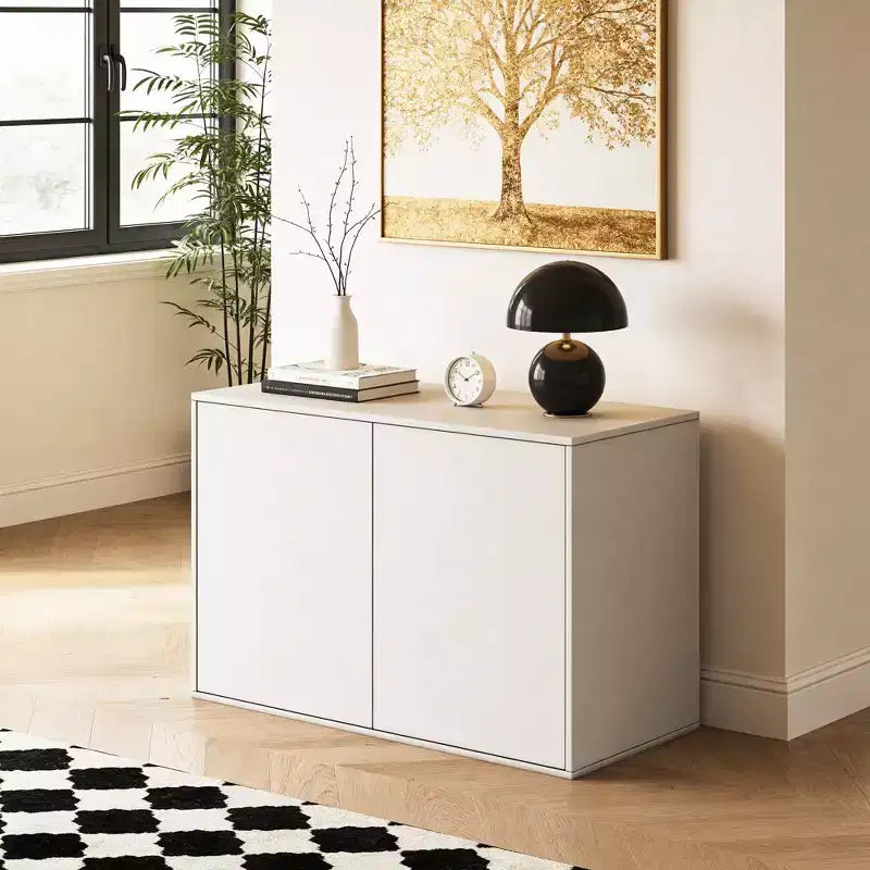 Mobile Contenitore Cream con Apertura a Pressione, 2 Ante / 3 Cassetti, Singolo