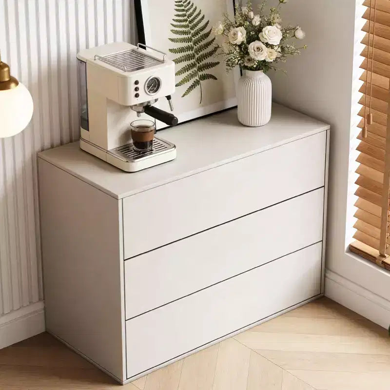 Mobile Contenitore Cream con Apertura a Pressione, 2 Ante / 3 Cassetti, Singolo