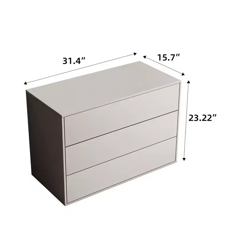 Mobile Contenitore Cream con Apertura a Pressione, 2 Ante / 3 Cassetti, Singolo