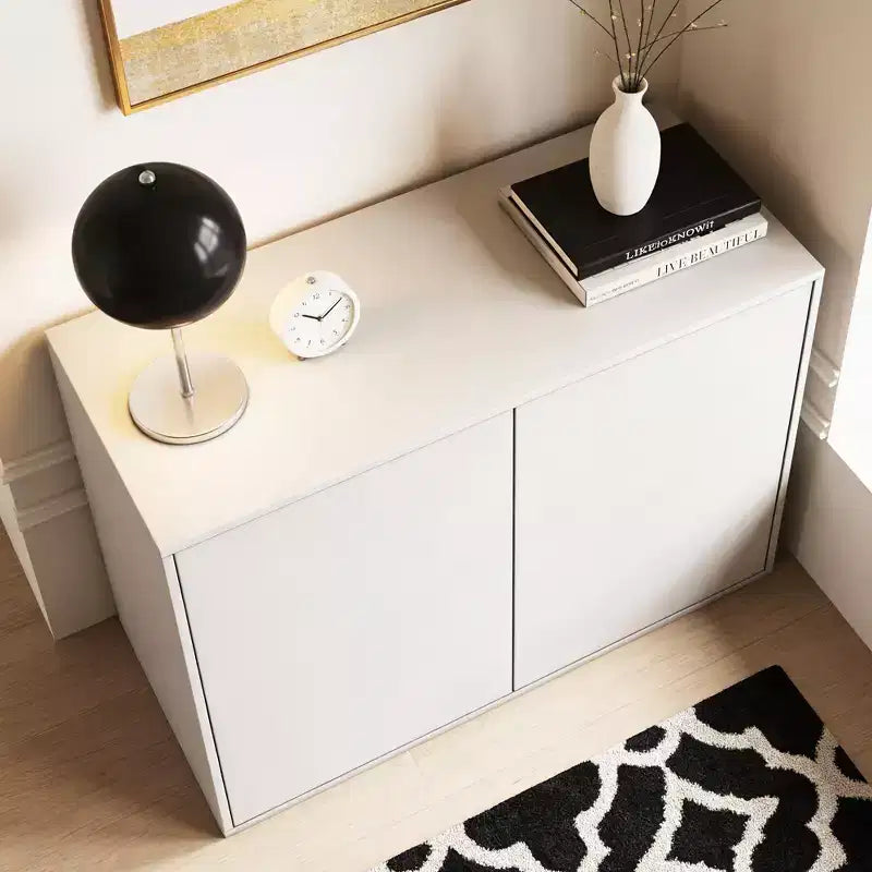 Mobile Contenitore Cream con Apertura a Pressione, 2 Ante / 3 Cassetti, Singolo