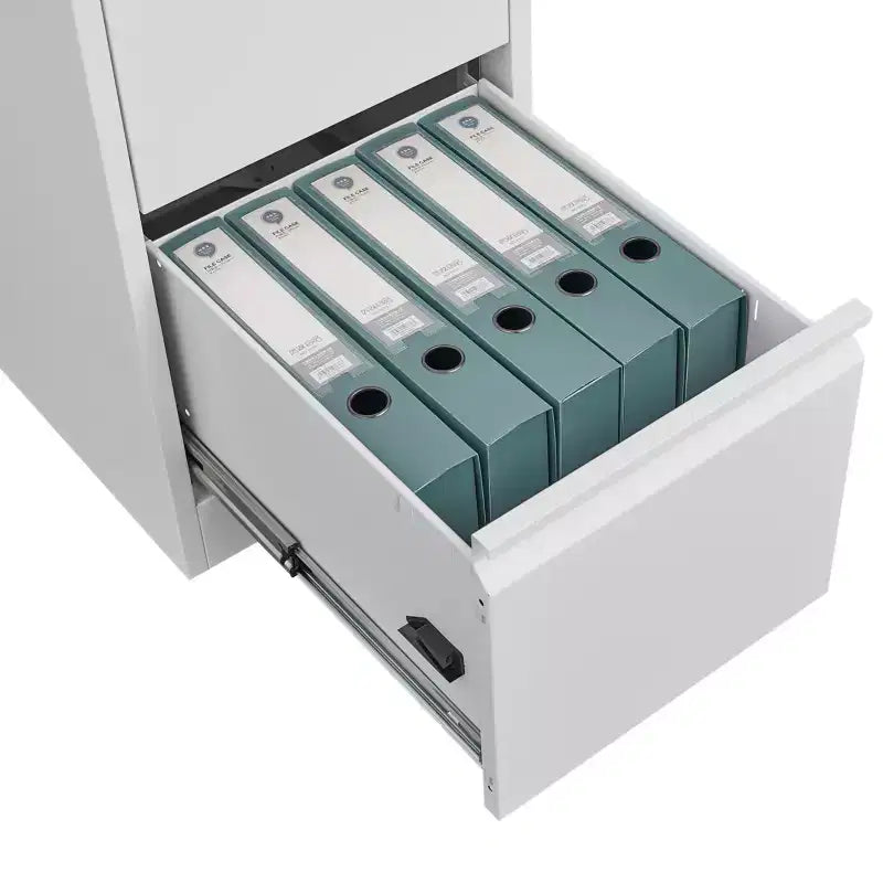 Cassettiera Verticale in Metallo Nera/Bianca con Serratura, 3 o 4 Cassetti, per Ufficio Domestico Monoposto