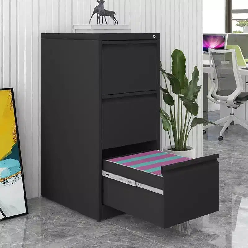 Cassettiera Verticale in Metallo Nera/Bianca con Serratura, 3 o 4 Cassetti, per Ufficio Domestico Monoposto