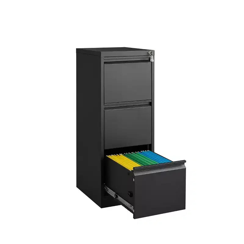 Cassettiera Verticale in Metallo Nera/Bianca con Serratura, 3 o 4 Cassetti, per Ufficio Domestico Monoposto