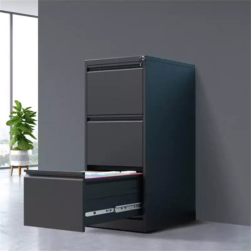 Cassettiera Verticale in Metallo Nera/Bianca con Serratura, 3 o 4 Cassetti, per Ufficio Domestico Monoposto