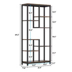 Scaffale sfalsato a 8 ripiani, finitura vintage effetto legno e struttura in metallo nero, singolo