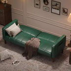 Divano letto futon convertibile in similpelle verde, divano 3 in 1 per 5 persone, 190 cm